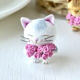 花束猫さん・カーネーション(グレートラ白)の画像