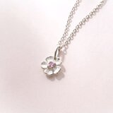SILVER925　ピンクサファイアフラワーネックレスの画像