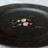 14KGF シトリンのエキゾチックピアス（イヤリング）