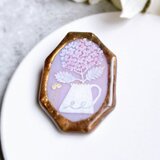 紫陽花の花入れのブローチ　ステンドグラスブローチの画像