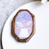 紫陽花の花入れのブローチ　ステンドグラスブローチの画像
