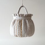 ribbon maru bag [beige linen]の画像
