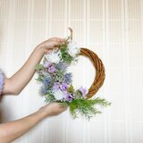 アネモネとグリーンの上品ナチュラルリース｜母の日・新築祝いにも（造花・送料無料） - 香る花ギフト - No.101の画像
