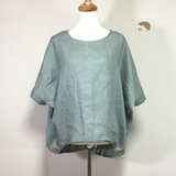 カラーリネン◆バルーンプルオーバー◆オールドグラス◆フリーサイズ（中厚、リネン100％）の画像