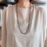 オニキス ボタンカット ロングネックレス (グラスコードに変更可）の画像