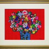 「Flowers」(NO.2512) 6号F ケント紙にアクリル絵の具  送料無料 画像をクリックすると全面画像になりますの画像