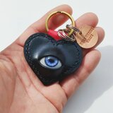 （受注制作）目玉付きハートキーホルダー/ ブラック＆レッドの画像