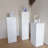 na302. 3点セット おしゃれ 木製 ホワイト ディスプレイボックス 完成品 ディスプレイスタンド 展示台 植物台の画像