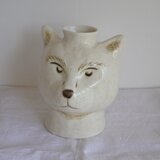 白ネコ花器の画像