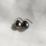 一点もの【K14GF】大粒黒蝶バロックタヒチパール真珠ピアスの画像