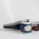 S 背の高くなる下駄 薔薇 青系 日本桐の画像
