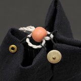 藍の手績みと手織りの麻と残糸織りの袋もの（再出品）の画像