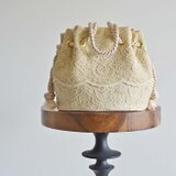 【数量限定 プレミアム】　チュール刺繍レース スカラップ　2wayマリンバッグ　ミルクティー　４点限定の画像