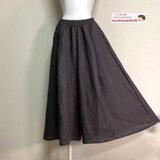 カラーリネン◆Aラインキュロット◆チャコール◆フリーサイズ（中厚、リネン100％）の画像