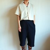藍染綿のハーフタックパンツ(水玉/紅/unisex S)の画像