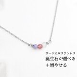 選べる家族の誕生石【サージカルステンレス・ネックレス】ママのお守り 華奢 シルバー色・Ⅰの画像