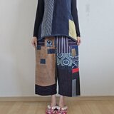 着物リメイク　手作り　麻　パッチワーク　ベストの画像