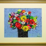 「Flowers」(NO.2514) 6号F ケント紙にアクリル絵の具 送料無料 画像をクリックすると全面画像になりますの画像