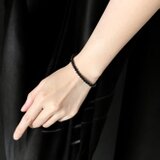 4mmブラックオニキスブレスレット　シンプルな黒　K16GP PPA0038の画像