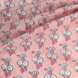 インド ブロックプリント生地 [50cm単位切売] Sanganeri ホワイトフラワー on ピンク 花 IF0242の画像