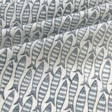インド ブロックプリント生地 [50cm単位切売] ボーダーのお魚 フィッシュ ファブリック 夏 海 MTの画像