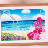 ポスター　ブーゲンビリアと海　(B4サイズ)の画像
