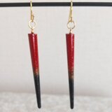 輪島塗　円錐型ピアス　黒　の画像