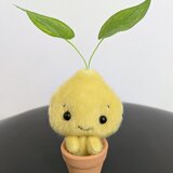 ミニチュアドール☆ぬいぐるみ☆ちょこんと植木鉢☆リーフさん☆レモン*aの画像