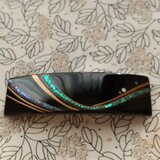 四角形バレッタ　黒　波の画像