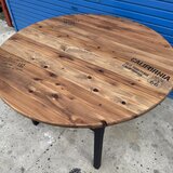 hotaru　丸テーブル　机　お洒落　男前家具　棚付き　リビング　ダーク　ブラック　天然木　無垢材　オーダー可　の画像