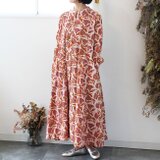 ブロックプリント前開きシャツワンピース【カラムカリプリント】の画像