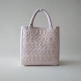 france lace ribbon tote [pink linen]の画像