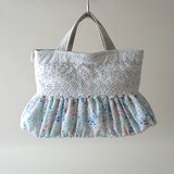 antique lace fuwari bag [flower print]の画像