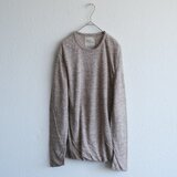 リネンニット mens/L 長袖プルオーバー（Mブラウン）の画像