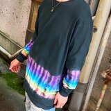 タイダイ 長袖Ｔシャツ XXLサイズ ブラック×レインボー HIPPIES DYE HD24-11の画像