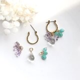８Way◆　天然石で着せ替え  フープピアス チタンポスト アレルギー対応　クリスタル　--Dress up—の画像