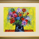 「Flowers」(NO.2515) 6号F ケント紙にアクリル絵の具 送料無料 画像をクリックすると全面画像になりますの画像