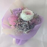 プリザーブドフラワー／パープルとピンクローズの小花のミニ花束の画像