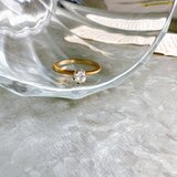 R395-ヴィンテージリング U.S.A. 14KTGE Gold and Silver Tone Cubic Zirconiaの画像