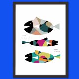 たのしい世界　魚　送料無料 　イラスト　A4〜A0　ポスター　アートポスター　アートsei検索新着順　3519の画像