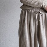 【new】enrica linenknit slitpants｜beigeの画像