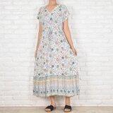 【大きいサイズ】新作！涼しげな花柄Vネックフリルワンピースの画像