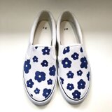 手描きのデイジー柄スリッポンβ (紺花) 22.5cm〜25.5cm・SS〜３Lサイズのコピーの画像