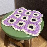 かぎ針編み ぷっくりお花のマルチカバー ラベンダーパープル ギフトの画像