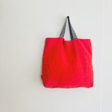天日干しリネンの手提げbag 　スカーレットの画像