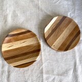 寄せ木の小皿　Φ12cm　2枚セットの画像
