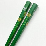 緑色漆の摺り漆箸 〈漆絵・菜の花に蝶〉の画像