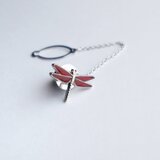 とんぼ 【Red】 七宝焼のタイタック ラペルピン  ピンバッジ 丹銅胎七宝の画像