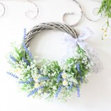 ラベンダーとカモミールの春夏リース＊ハーフリース 28cm 玄関リースの画像
