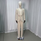 スーツ ベージュ スリット 快適な生地 揺らめく裾 ジャケット、パンツの2点セット 新郎衣装の画像